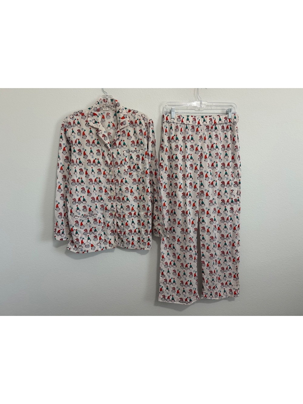 Roller Rabbit Christmas Gnome Long Sleeve Button Up Cotton Pajama Set Size S
